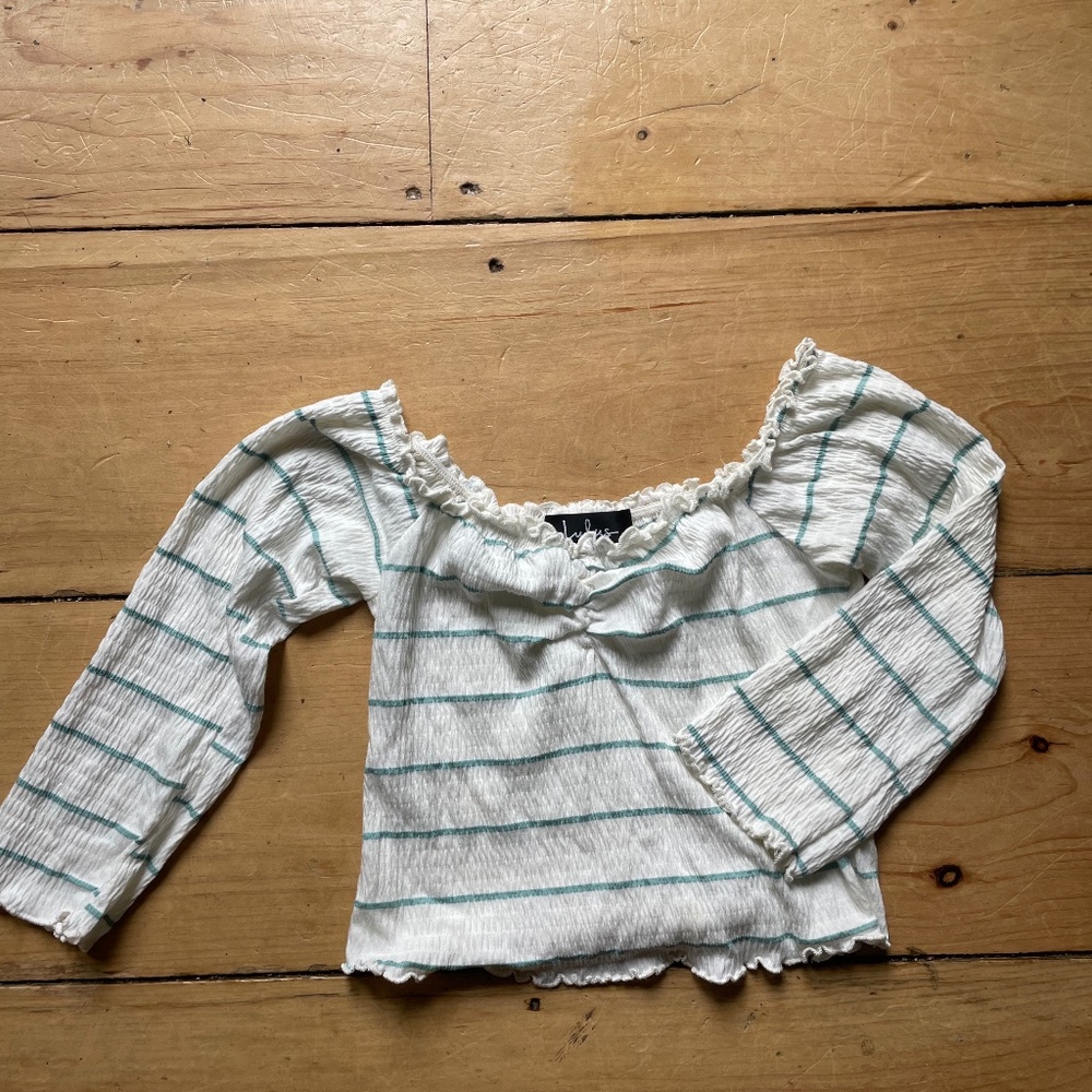 Lulus Crop Top White and Green striped